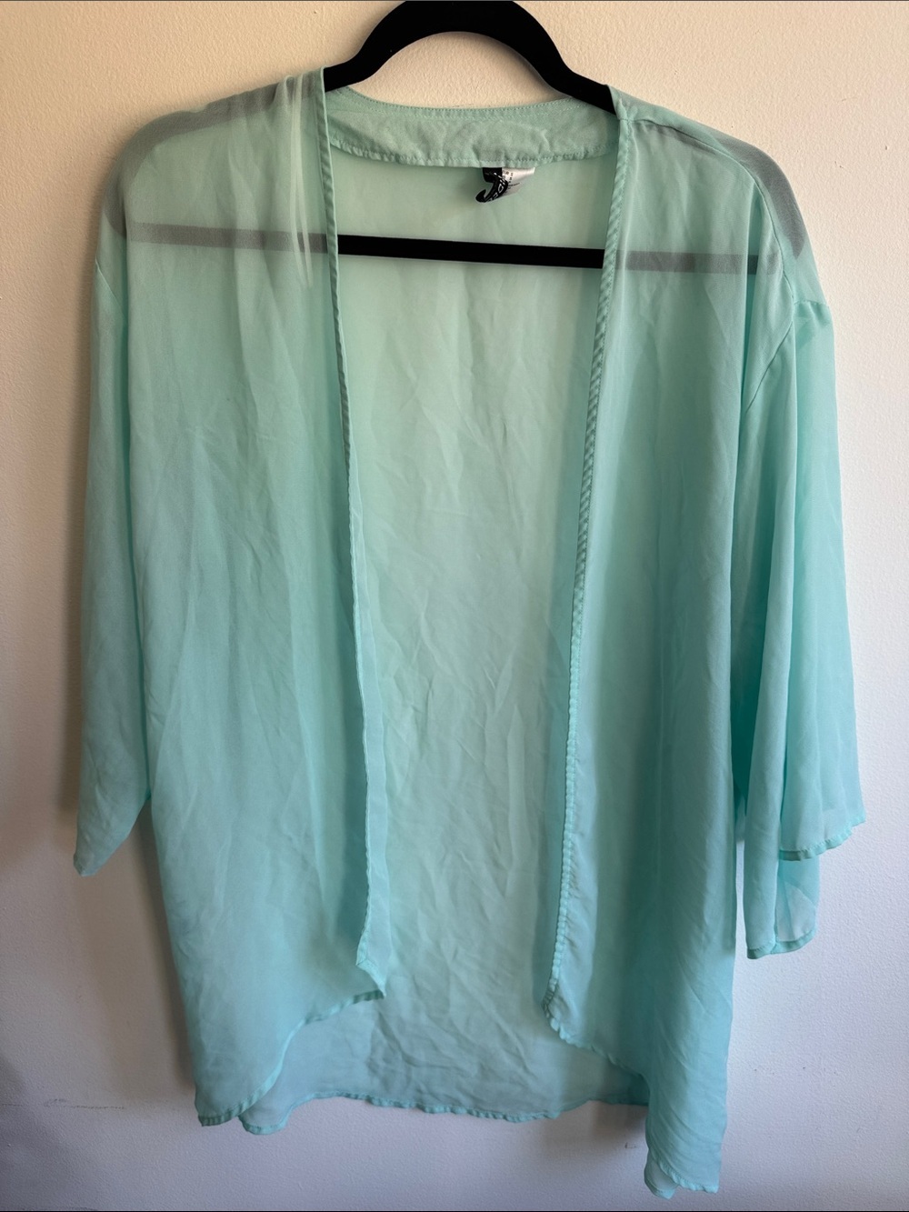 H&M Sheer Mint Green Teal Open Kimono Cardigan